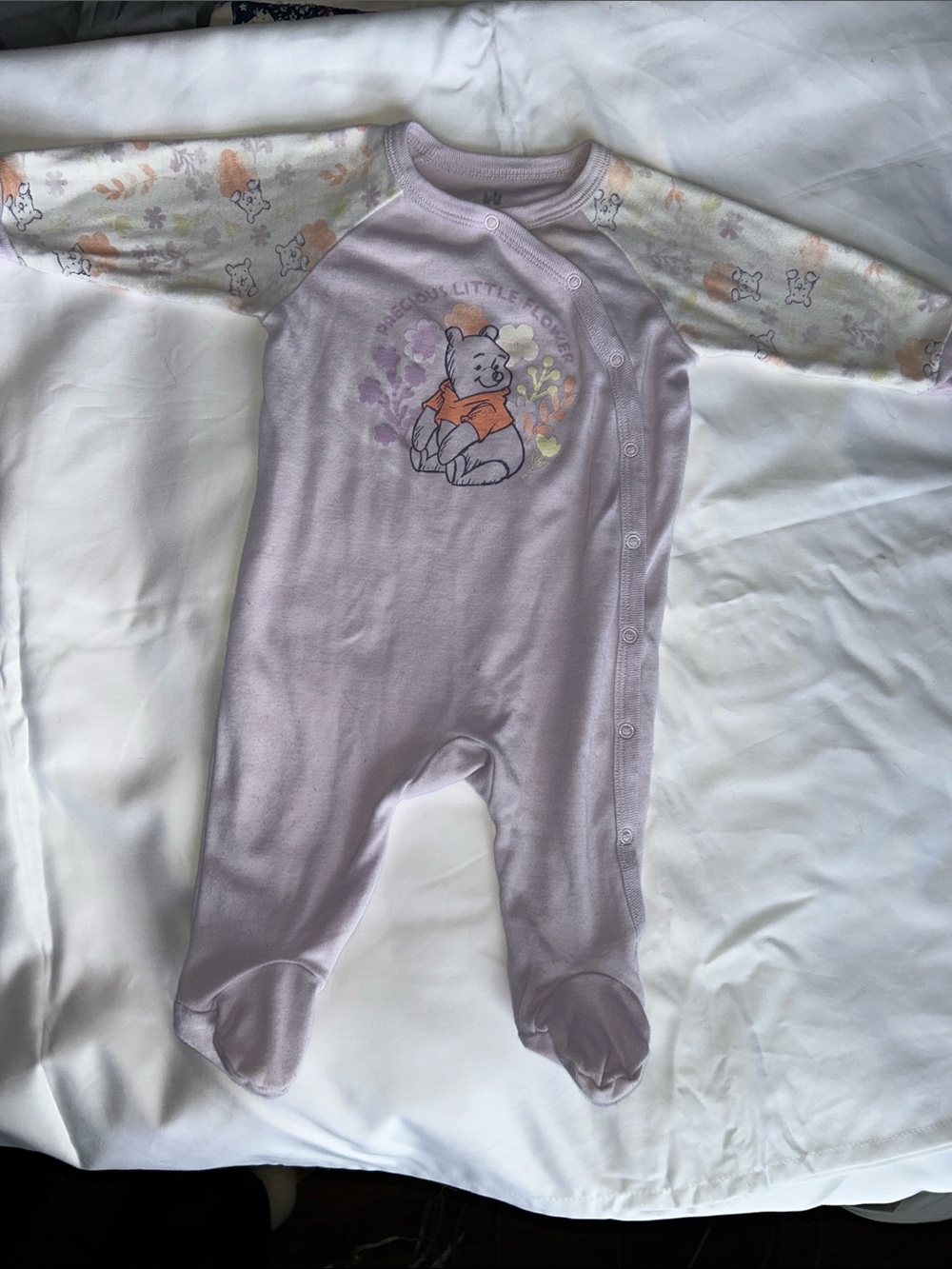 Lilac Winnie the Pooh Baby One-Piece Sleeper